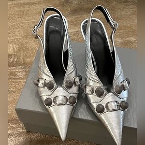 Balenciaga Silver Slingback NWT